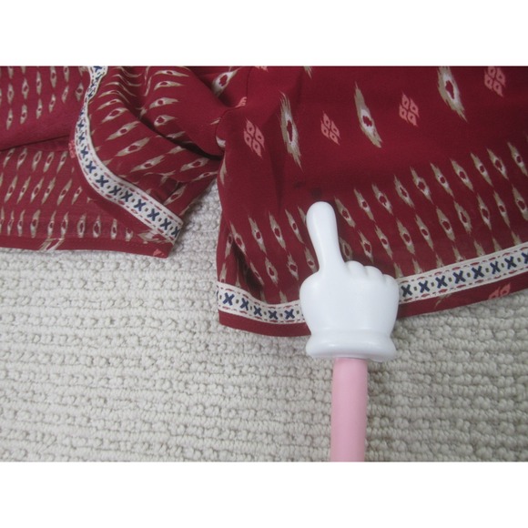 CATO Shorts Womens Large Red Maroon Tribal Casual Bermuda Stretch Pull On Loose - Picture 8 of 11